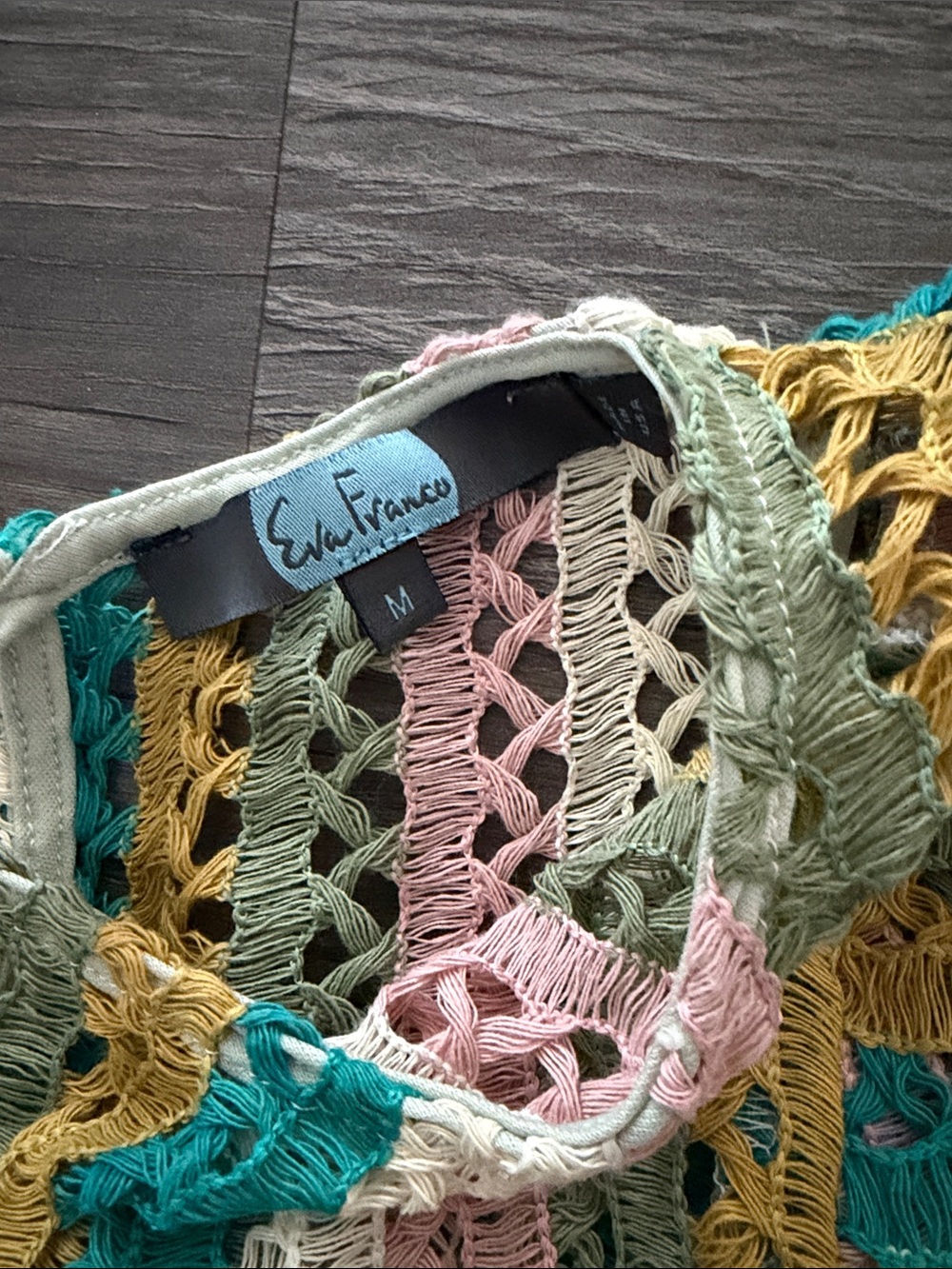 Eva Franco Multicolor Crochet Stripe Top — Teal, Mustard, Pink & Cream - Picture 2 of 3